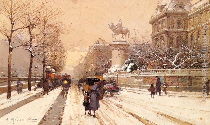 Eugene Galien-Laloue Paris in Winter